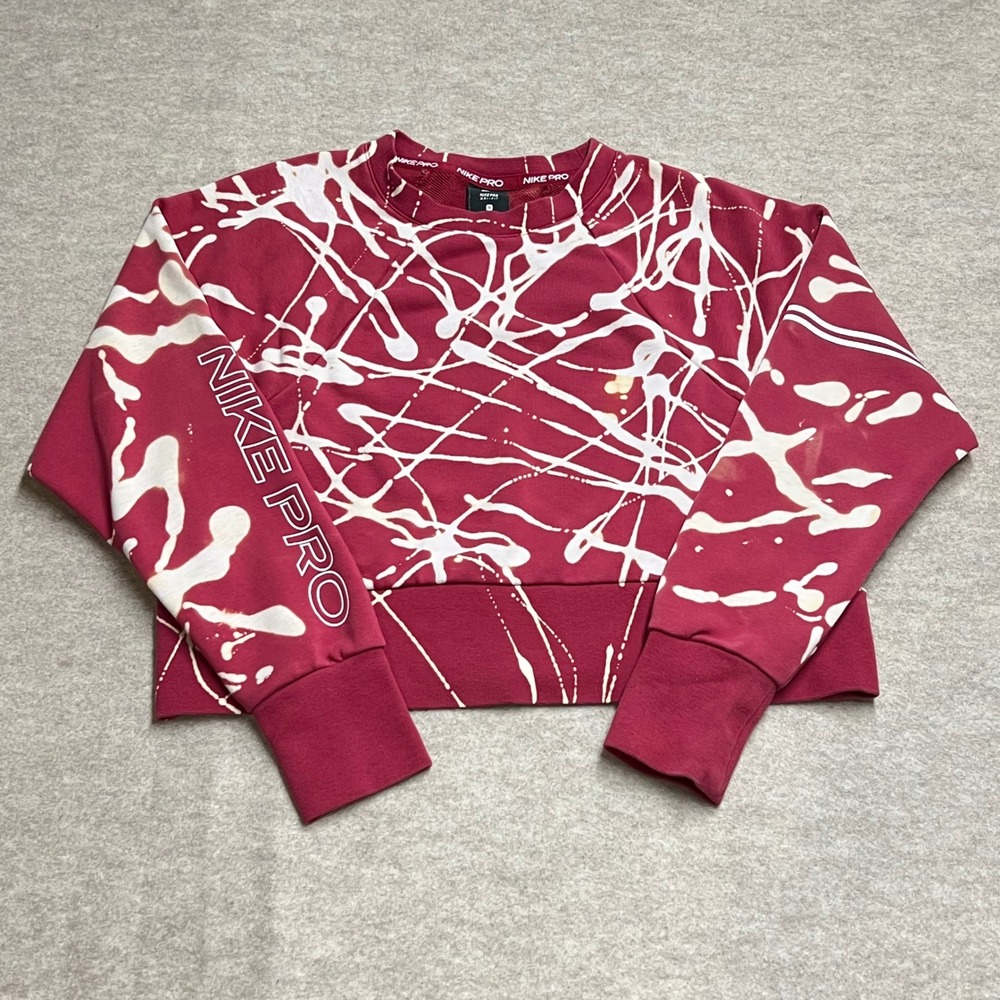 Nike Pro Dri-FIT Women Upcycled Tie Dyed Cropped Sweatshirt Small GUC Streetwear